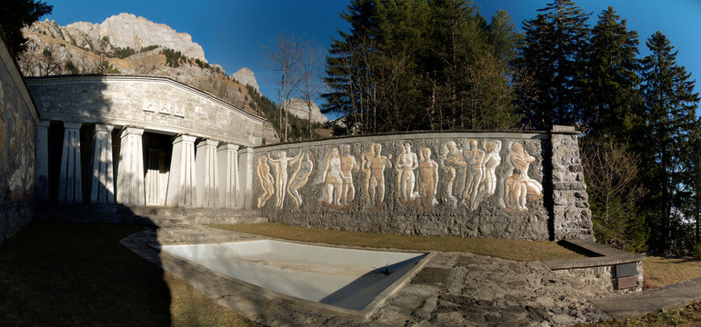 Paxmal, neoclassical peace monument on Walenstadtberg, Swiss Alps