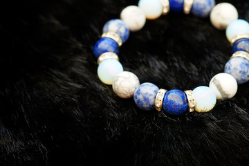 Blue and white color tone lucky fortune stone bracelet include which Lapis lazuli, Sodalite,...