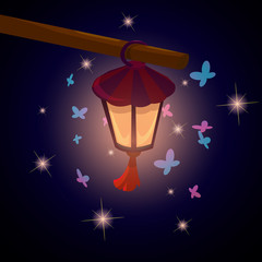 Bright flashlight with magical butterflies.