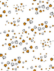 Pattern on a theme of a halloween with small pumpkins scattered in a disagreement. Seamless pattern of pumpkins for the holiday of Halloween from simple shapes and contours