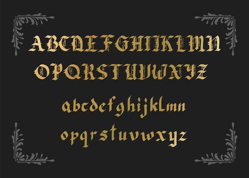 Blackletter gothic script hand-drawn font.