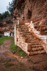 Tiny chapel in pit of meteorite in Dimiana on Peloponnese