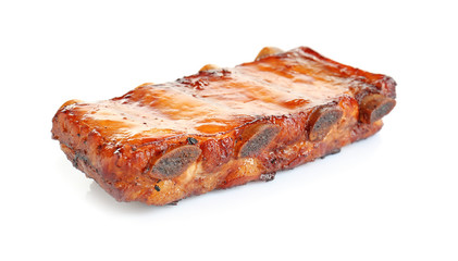 Delicious grilled ribs on white background