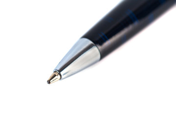 Blue ballpoint pen isolated on white background