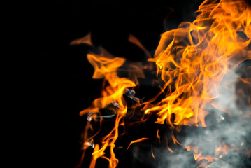 flame on black background 