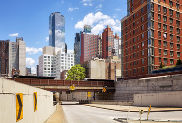 Downtown New York road infrastructure and architecture, USA.