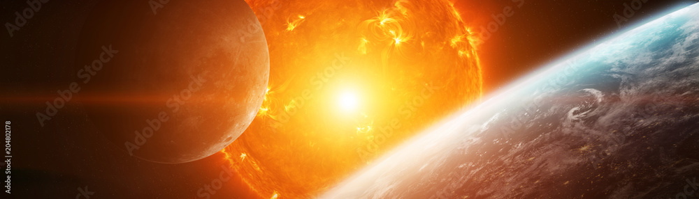 Wall mural exploding close to planet earth 3d rendering elements of this image furnished by nasa