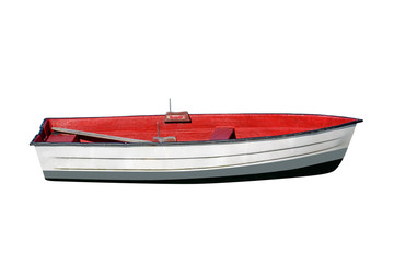wooden fishing boat isolated on white background