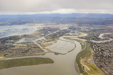 Aerial view of the beautiful Foster City near San Francisco