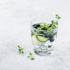 Detox water with blueberry, cucumber and thyme
