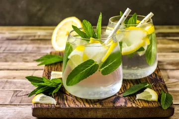 Deurstickers Detox water with lemon and mint. © juliamikhaylova