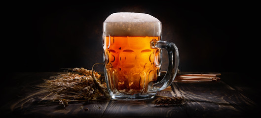 Beer on black background
