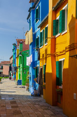 Colorful alley in Burano near venice
