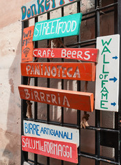 Rome, Trastevere, signs of a typical pub