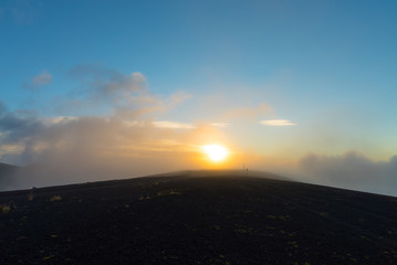Sunset landscape in the heights of the Antillanca Volcano, in Puyehue. South of Chile