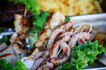 Grilled sausage close-up .