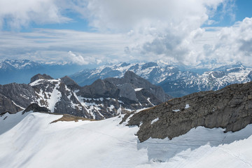 Fototapeta na wymiar Säntis und umliegende Berge in der Schweiz