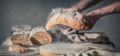 Fototapeta premium baker with flour in hand