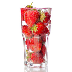 Glass with strawberries
