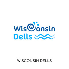 wisconsin dells vector logo isolated on white background