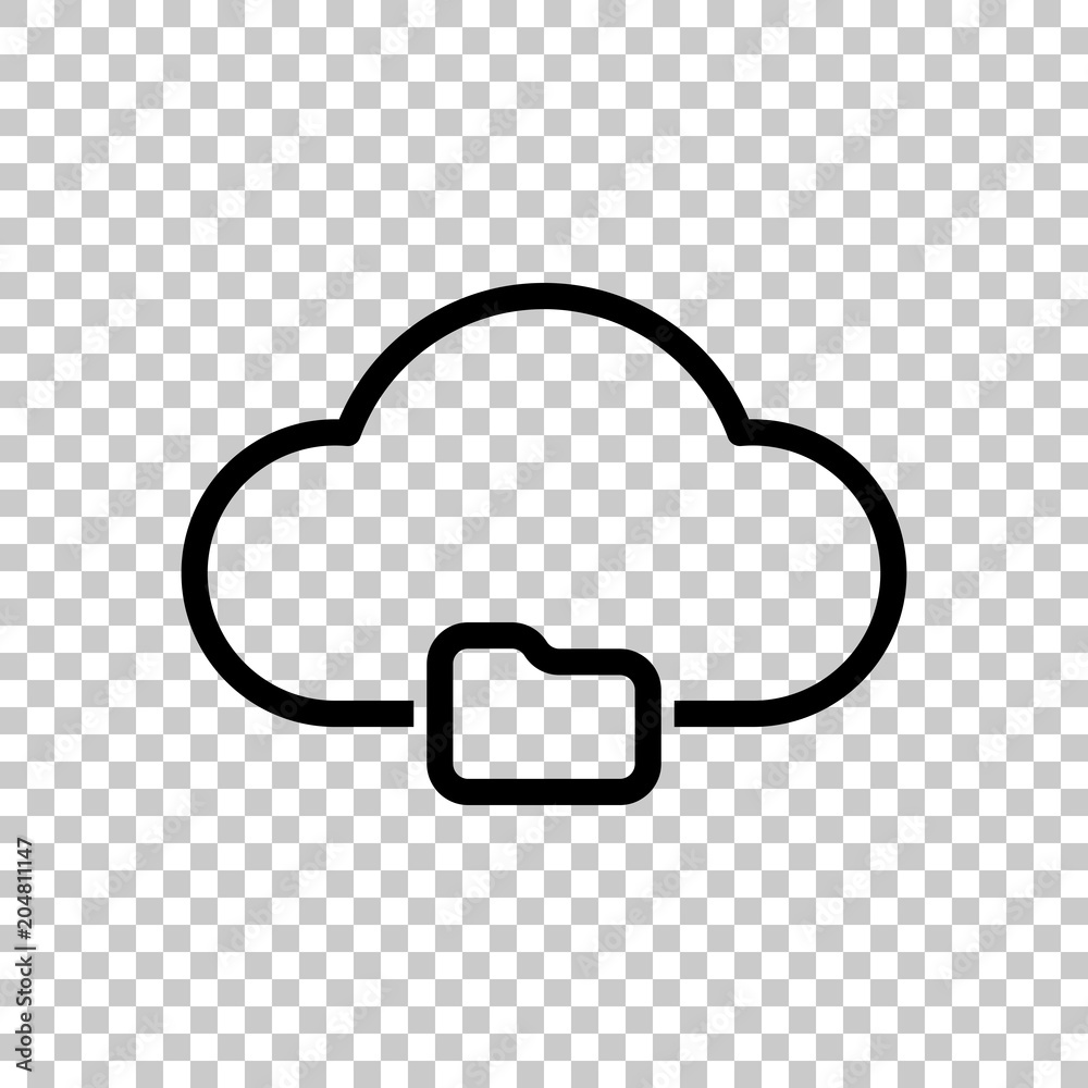 Poster outline simple cloud and folder. linear symbol with thin outline. on transparent background.