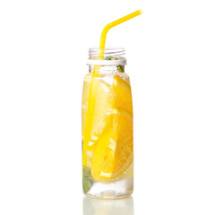 Bottle lemonade lemon with mint