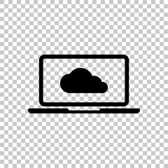 Cloud technology, software. Laptop and cloud. On transparent background.