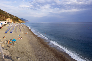 Beach in Deiva Marina on ligurian coast, Italy