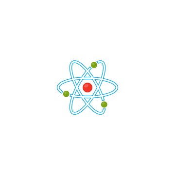 recommend clip art: Vector illustration. Atom icon. Proton and electron and orbits. Colour outline icon. Science icon.
