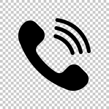 Ringing phone icon. Retro symbol. On transparent background.