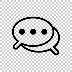 Simple chat. Couple of text clouds. Linear icon with thin outline. On transparent background.