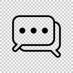 Simple chat. Couple of square text clouds. Linear icon with thin outline. On transparent background.