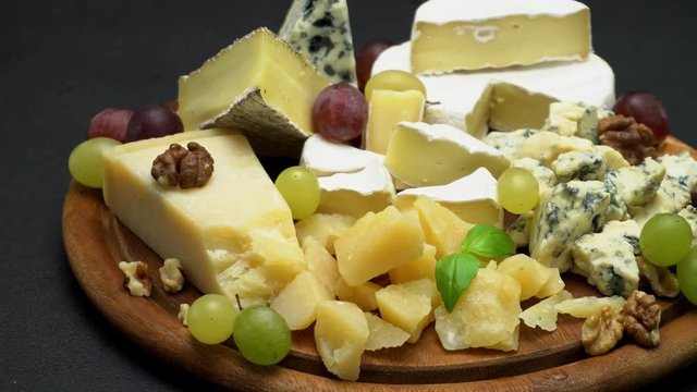 Video of various types of cheese - parmesan, brie, roquefort