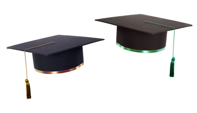 set of graduation cap isolated on white background