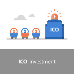 Business and finance, ICO investment, cryptocurrency token, stock market