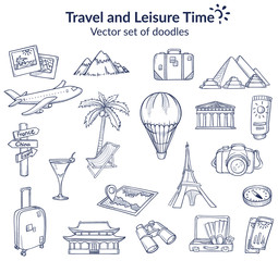 Doodle Summer Active Recreation Icons Set