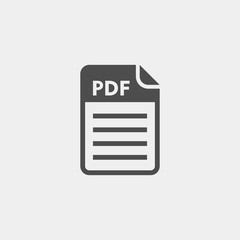 Pdf format flat vector icon. Pdf document flat vector icon