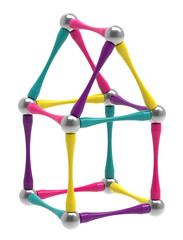 Children's magnetic toy in the form of a house, 3D rendering.