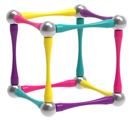 Children's magnetic toy in the form of a cube, 3D rendering.