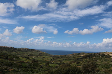 Landscape of Gozo Island Malta at Mediterranean Sea 