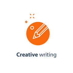 Pencil in circle, copy writing, content writing, creative storytelling concept, vector icon