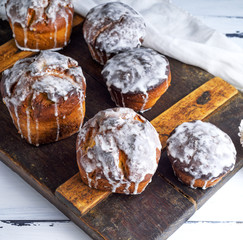 baked Easter cake with white lemon glaze