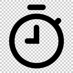 Clock timer icon in flat style. Time alarm illustration on isolated transparent background. Stopwatch clock business concept.