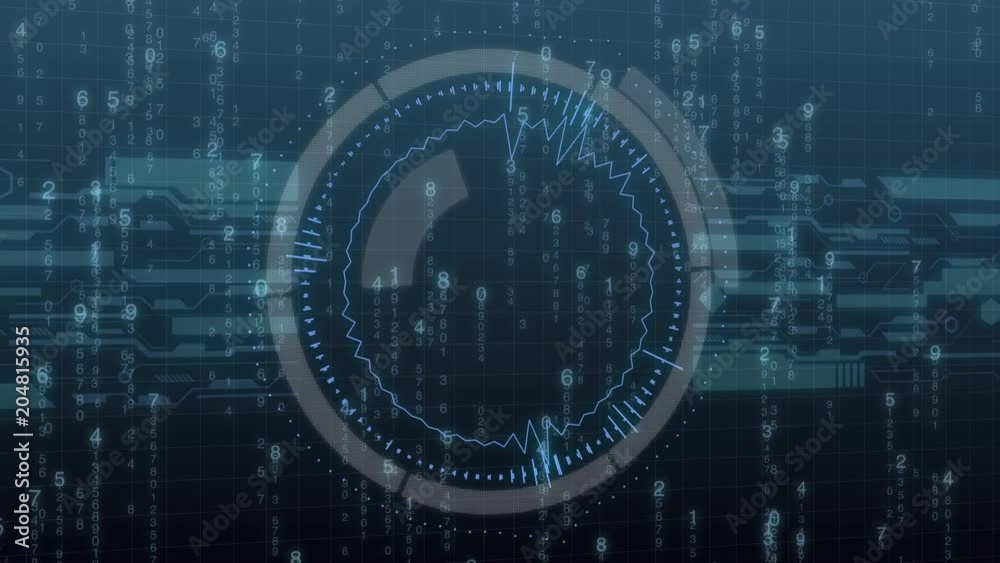Poster Futuristic digital HUD Technology user interface, Radar screen and code running