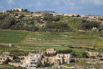 Fototapeta na wymiar Landscape around Ir-Rabat in Gozo Island Malta at Mediterranean Sea 
