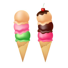 Ice cream. Set of ice cream cones 
