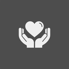 Heart in palms flat vector icon. Human flat vector icon