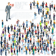 People crowd. Isometric vector abctract