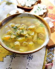 Bowl soup with corn and other vegetables