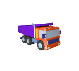 3D model of toy truck , illustration on a white background